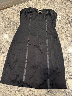 Strapless Black Polka Dot Sheath Dress